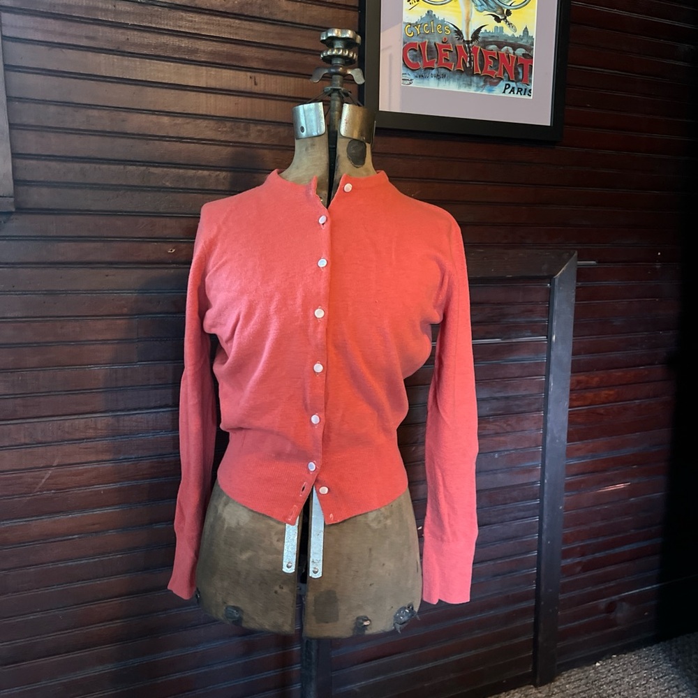 Vintage wool Coral Button-Up Cardigan